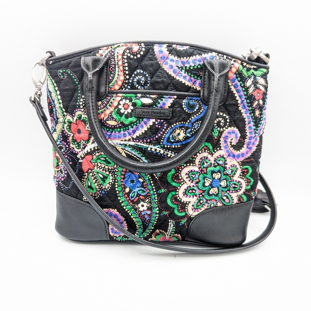 NWOT Vera Bradley Black Floral Full Zip Closure Purse Handbag